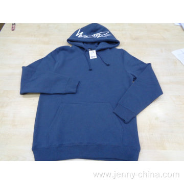 Dark blue cotton knitted men's hoodie